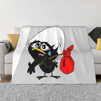Одеяла Sad Black Chicken Calimero, теплое фланелевое одеяло с комиксами для домашнего дивана, офиса и путешествий
