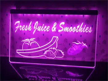 Светодиодная неоновая вывеска Fresh Juice Smoothies Drink Cafe -J690