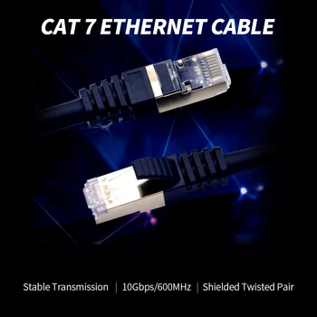 10 Гбит /с 600 МГц Кабель Ethernet Cat7 С Экранированными Витыми Парами // 26AWG Бескислородные Медные Жилы / Позолоченный интерфейс RJ45 Черного цвета