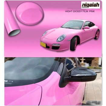 Глянцевая пленка премиум-класса 1,52*18 м Розовая Автомобильная обертка Виниловая пленка для автомобиля