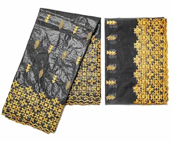 Новое поступление Африканской кружевной ткани Bazin riche С вышивкой камнями, французской кружевной ткани Basin Riche в Нигерийском стиле, Материал 7 ярдов