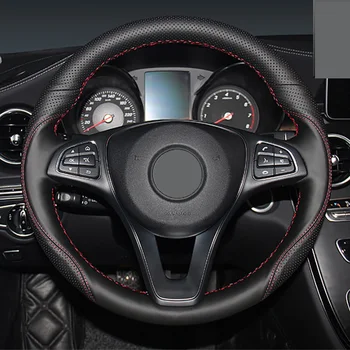 Черный впитывающий пот Мягкий Удобный чехол для рулевого колеса ручной прошивки Mercedes-Benz GLC S200L S300 New E260L 400 CLA