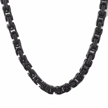Крутое ожерелье для мужчин, черное ожерелье из нержавеющей стали, Византийская цепочка в виде коробки, Мужская мода, ювелирные изделия, подарки Шириной 8/6/4 мм