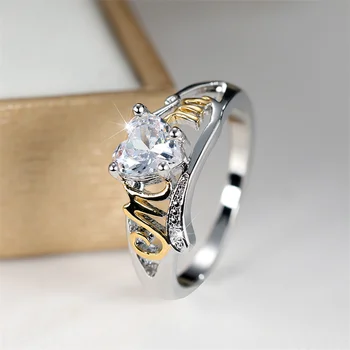 Роскошное женское кольцо с белым кристаллом, Очаровательное Серебряное Свадебное кольцо с камнем 