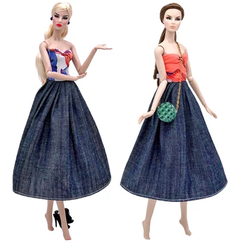 NK 1 комплект Платья принцессы с цветочным рисунком, Модная дизайнерская одежда, Красивая юбка для куклы Барби, аксессуары, лучший подарок для девочки-ребенка