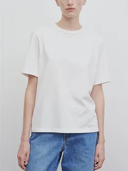 Летняя женская футболка из тонкого хлопка Белого или черного цвета, классическая женская простая повседневная футболка с круглым вырезом, универсальные топы с короткими рукавами