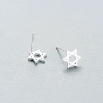 Серьги-гвоздики в виде шестиконечной звезды из стерлингового серебра S925 пробы, серьги-гексаграмма, Звезда Давида, модные украшения