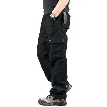 Высококачественные мужские брюки-карго, мужские повседневные хлопковые брюки в стиле милитари с несколькими карманами, большие размеры 29-44, мужские длинные брюки для улицы