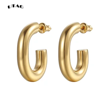 UTAG, большие серьги-кольца преувеличенного золотого цвета, женские винтажные серьги-петли в виде геометрического круга в стиле Панк, женские ювелирные изделия