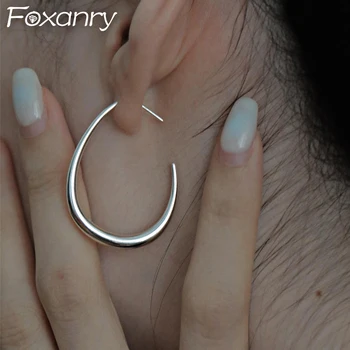 Foxanry Предотвращает аллергию, Серебряные серьги-гвоздики, вечерние украшения для женщин, модные креативные геометрические украшения ручной работы на день рождения.