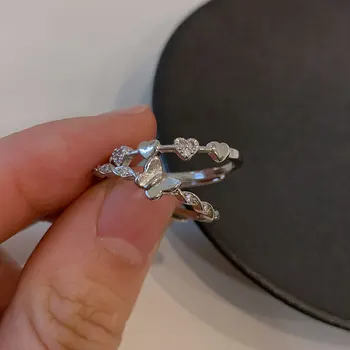 100% Массив стерлингового серебра 925 пробы с кольцом-бабочкой из циркона, модные кольца с усовершенствованным дизайном, ювелирные изделия