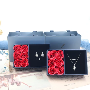 Подарочная коробка для украшений с розами Кольцо Серьги Ожерелье Для хранения Свадьба День Святого Валентина Наборы украшений с искусственными Вечными розами Чехол