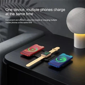 100 Вт 3 в 1 Магнитное Беспроводное Зарядное Устройство для iPhone 14 13 12 Pro Max Apple Watch AirPods Зарядные Устройства Быстрая Зарядная Док-Станция