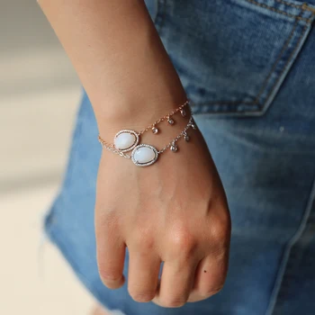 Модные изящные мини-браслеты с покрытием из крошечного хрустального опала, овально-круглые Браслеты Для Женщин, браслет-цепочка с фианитами