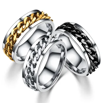 Модные украшения Открытое пивное кольцо Хипстерская мужская вращающаяся цепочка Пара Вращающееся кольцо для открывающейся бутылки из титановой стали