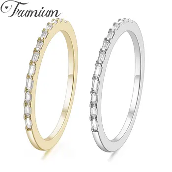 Кольца Trumium Half Eternity для женщин, Юбилейное кольцо с кубическим цирконием в багетном стиле, минималистичный обруч для Новобрачных, Тонкое кольцо для укладки