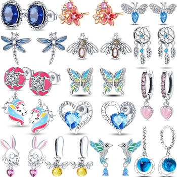 серьги из 100% стерлингового серебра 925 пробы, подходящие для украшений из бутика primitive Pandora's charming earrings