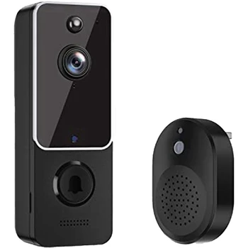 Беспроводная камера дверного звонка, камера дверного звонка черного цвета, интеллектуальное обнаружение человека с помощью искусственного интеллекта, облачное хранилище, HD-изображение в реальном времени