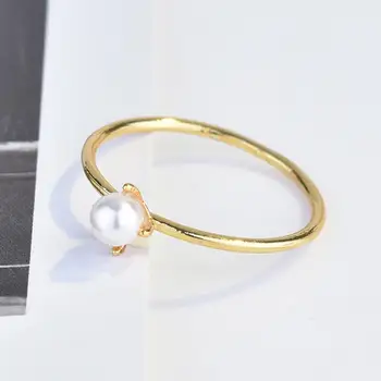 Женское кольцо, привлекательное декоративное мини-кольцо с искусственным жемчугом на палец для помолвки