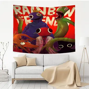 Игрушка Rainbow Friends, Мультяшная игра, Аниме-гобелен, настенные ковры с цветами в стиле хиппи, декор для общежития, одеяло