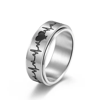Новейшее кольцо-вертушка Heartbeat 2023 для мужчин с классическим поворотом из нержавеющей стали, женские украшения Bijoux Femme, подарок на день рождения, бесплатная доставка