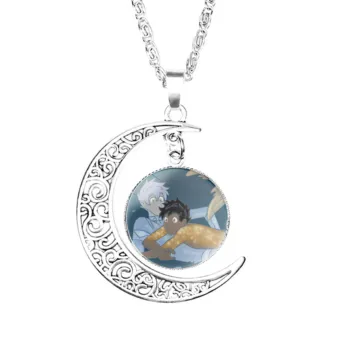 Ожерелье Castle Swimmer Moon Для мужчин, Полумесяц, Подарки для девочек, Ювелирная подвеска Для женщин, Леди, Мальчик, Стеклянная мода, Любители цепочек из нержавеющей стали