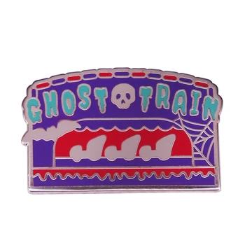 Жуткий фиолетовый эмалевый значок Поезда-призрака, ночной призрачный значок Хэллоуина