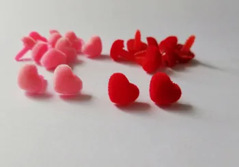 40шт-новый чистый 12 мм флокированный игрушечный нос в форме сердца, безопасный нос куклы животного + мягкая шайба для кукольных поделок своими руками-розовый / красный вариант