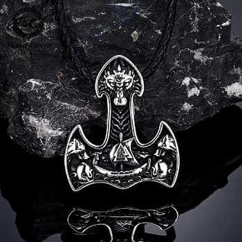 Ожерелья с топором воина-викинга, волка, мужчины, подвеска с молотом Тора из нержавеющей стали, Амулет с северным драконом, Шлем благоговения, Скандинавские украшения