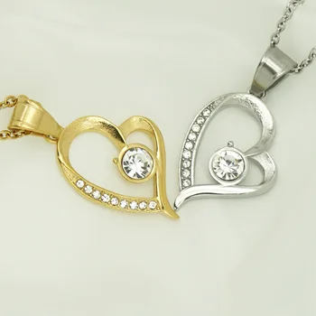 Простое и креативное ожерелье в виде сердца, инкрустированное цирконом из нержавеющей стали.
