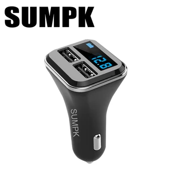 SUMPK smart usb автомобильное зарядное устройство 5V4.8A Светодиодный Дисплей usb Зарядное устройство для телефона Двойной USB Мобильный Телефон Дорожное Зарядное Устройство для iPad для iphone