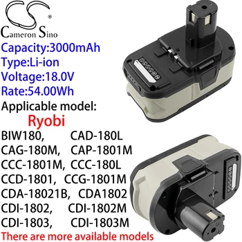 Аккумулятор Cameron Sino Ithium 3000 мАч 18,0 В для Ryobi CJS-180L, CJS-180LM, CJSP-1801QEOM, CJSP-180QEO, OBL-1801, OCS-1840, OGS-1820