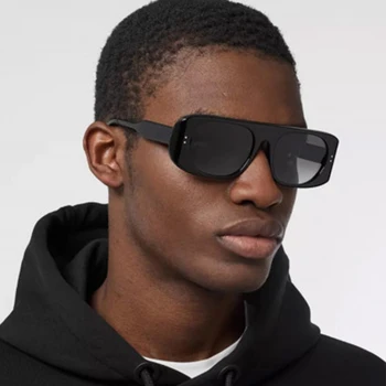 Эксклюзивные солнцезащитные очки в черном прямоугольном стиле для мужчин, модные пластиковые квадратные солнцезащитные очки для женщин, роскошные очки