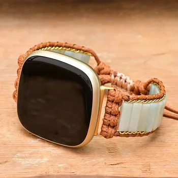 Изящный богемный ремешок для часов Amazonite Fitbit Versa3, регулируемый уникальный ремешок для часов Fitbit Ручной работы, Прямая поставка