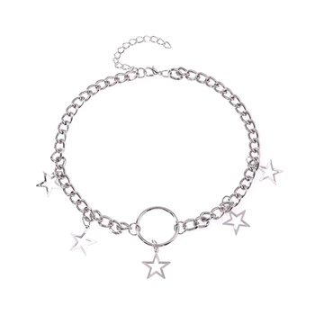 Эстетичное ожерелье с пятиконечной звездой, Модная простая круглая цепочка для ключиц