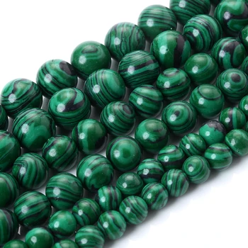 Бусины из зеленого малахита, круглые свободные бусины-распорки для изготовления ювелирных изделий, аксессуары для браслета и ожерелья 