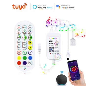 Контроллер Tuya Smart Life RGB, синхронизация музыки по Wi-Fi Bluetooth, встроенный микрофон для светодиодной ленты, работа с Alexa Google Home