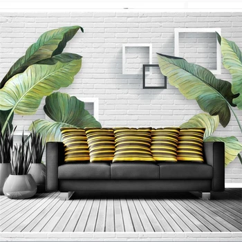 wellyu обои papel parede Обои на заказ в европейском стиле ретро роспись тропического леса банановый лист кирпичные настенные фрески фон стены