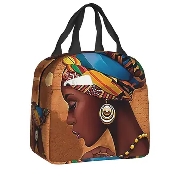 Американская африканская девушка, Черная женская сумка для ланча для школы, офиса, водонепроницаемого холодильника с пищевой изоляцией, тепловой коробки для ланча, сумки-тоут