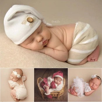 Dvotinst Реквизит для фотосъемки новорожденных, Детская одежда, Шляпа, повязка на голову, комбинезон, 0-1 м, Аксессуары для фотосъемки, Реквизит для студийной съемки