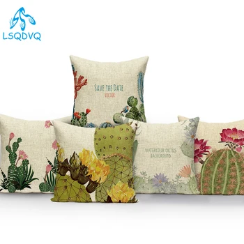 Винтажный стиль Растение Цветок Тропический Кактус Декоративные подушки Чехол для дивана Домашний чехол для подушки для гостиной Almofadas
