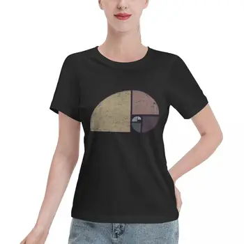 Фибоначчи - Золотая спираль в геометрии с землистыми тонами, незаменимая футболка, футболки оверсайз с коротким рукавом для женщин