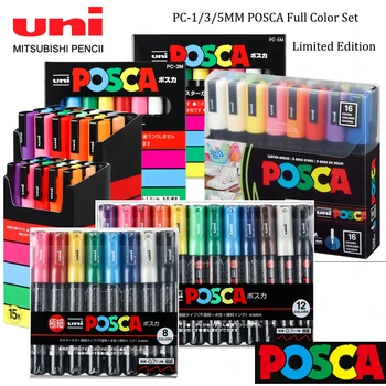 Uni Posca Набор акриловых красок для рисования, Маркеры PC-3M Colores, пенал для граффити, Хайлайтер 
