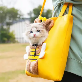 Сумка для переноски домашних животных, очень мягкая дышащая, защищающая от побега, носимая милая холщовая сумка для переноски домашних животных в форме пчелы.