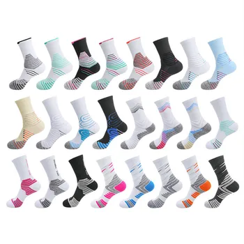 Противоскользящие белые футбольные носки Для детей и взрослых До середины икры, нескользящие баскетбольные Футбольные велосипедные спортивные носки Мужские