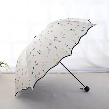 Шикарный цветочный Складной зонт с защитой от ультрафиолета, Солнцезащитный Компактный Женский Женский Ветрозащитный от дождя, прекрасный цветочный Конфетный красочный зонт