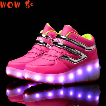 Размер 27-40 Детская обувь на колесиках, роликовые кроссовки, перезаряжаемая через USB светящаяся обувь для катания на коньках для мальчиков, девочек, мужчин, женщин, обувь со светодиодной подсветкой