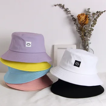 Модная женская панама новых ярких цветов, солнцезащитная шляпа с улыбкой на лице, спортивные пляжные кепки для путешествий на открытом воздухе