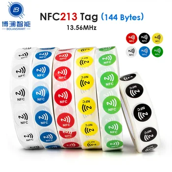 10шт NFC Ntag213 Наклейки С Мокрой Биркой 13,56 МГц ISO14443A Ntag 213 Чип 144 Байта RFID Клейкая Бирка Для Телефона NFC 6 Цветов