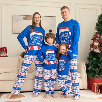Семейный Рождественский комплект пижам с принтом Санта-Клауса, Рождественская пижама для взрослых и детей, одежда для сна в семейном стиле, одинаковые комплекты для семьи